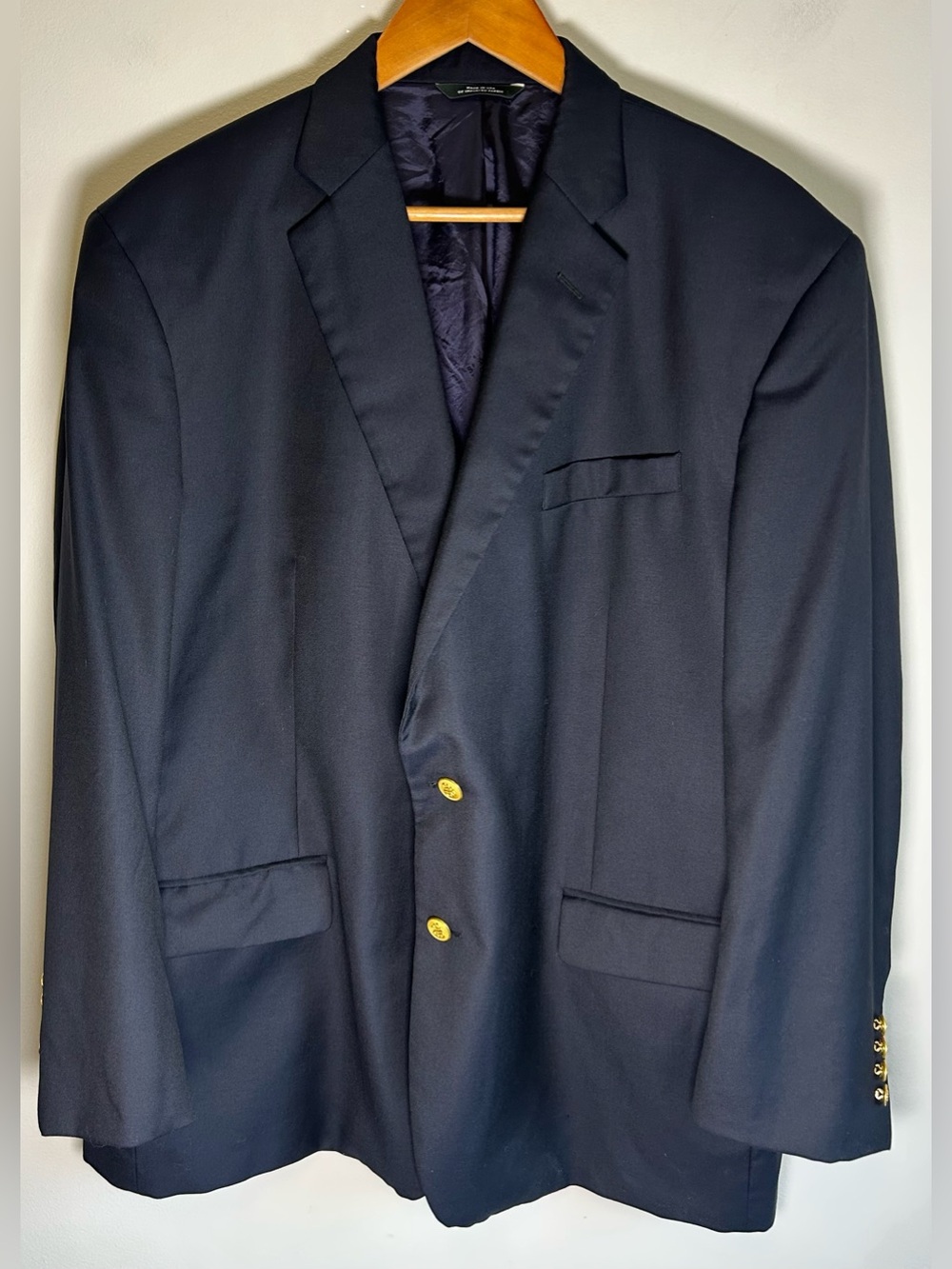 Brooks Brothers Saxon Blazer Sport Coat Men’s 50R Navy Gold 1818 Madison Wool